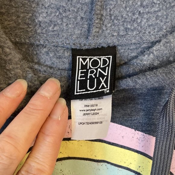 Modern Lux Juniors Short Waisted Smile Graphic Hoodie Size Large - Picture 7 of 10